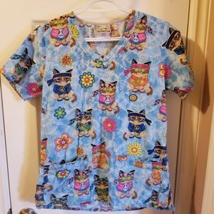 Scrub top grumpy cat